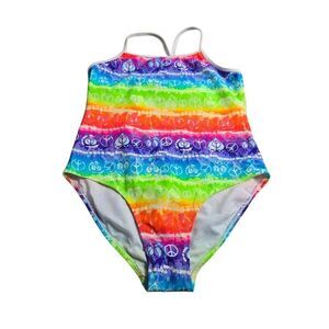 OP Rainbow Peace Sign swimsuit XL 14/16